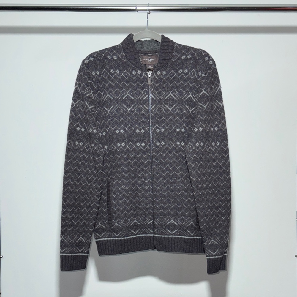 Black Brown 1826 Men's Dark Navy Heather Zip-Up Sweater Size M